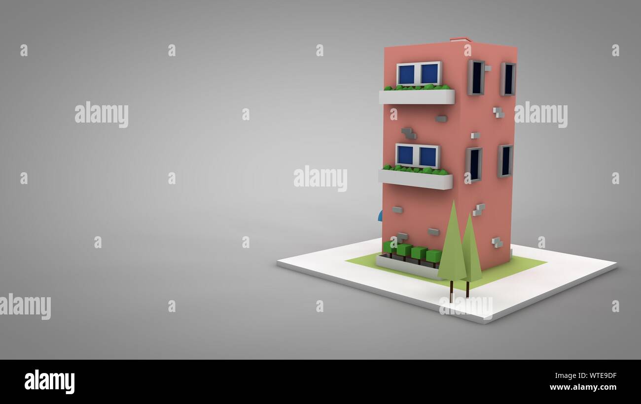 Low Rendered Building 3d Rendered Illustration of a Low Poly Fancy Living Apartments building ...