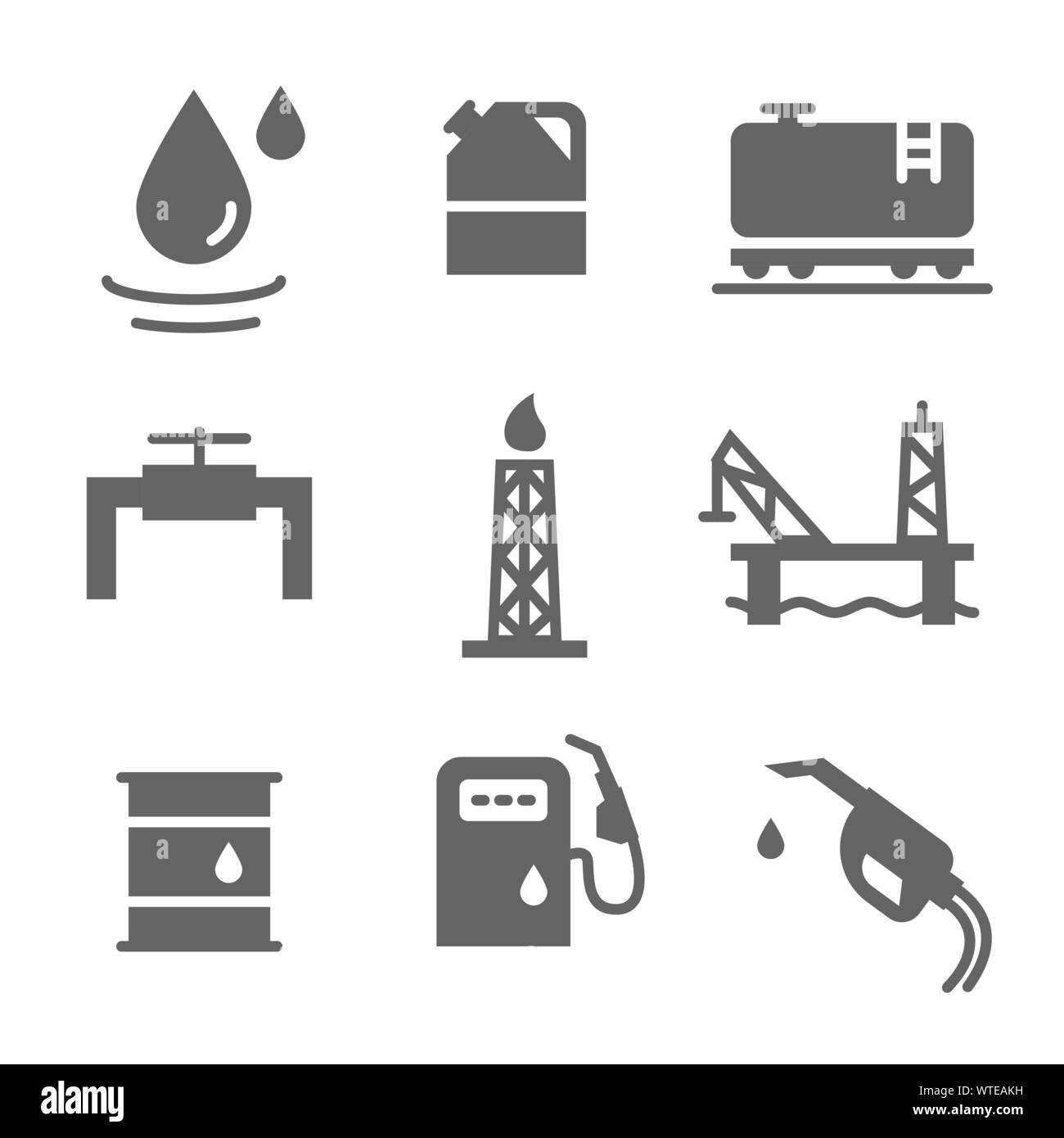 Vector Oil and petrol industry objects icons set Stock Vector