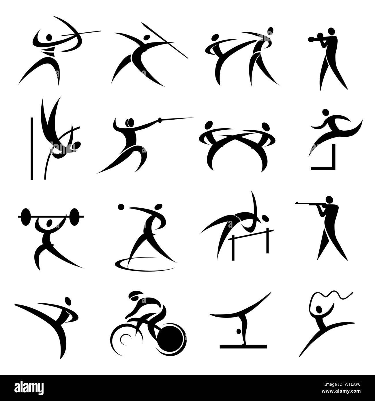 Summer sport games icons set . Set of black sport symbols. Vector ...