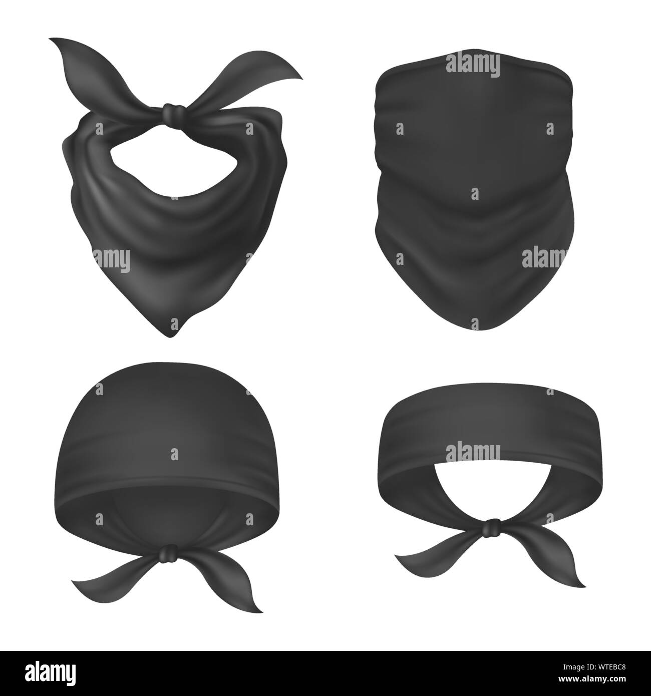 Set of isolated bandanna and face mask Stock Vector