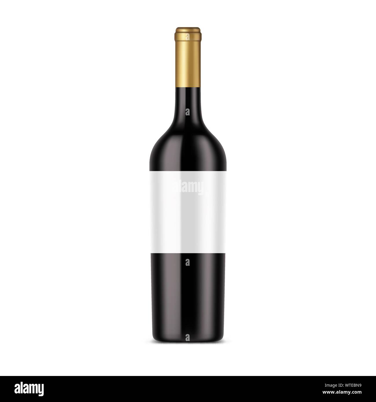 Bottle of red wine, dark alcohol isolated Stock Vector