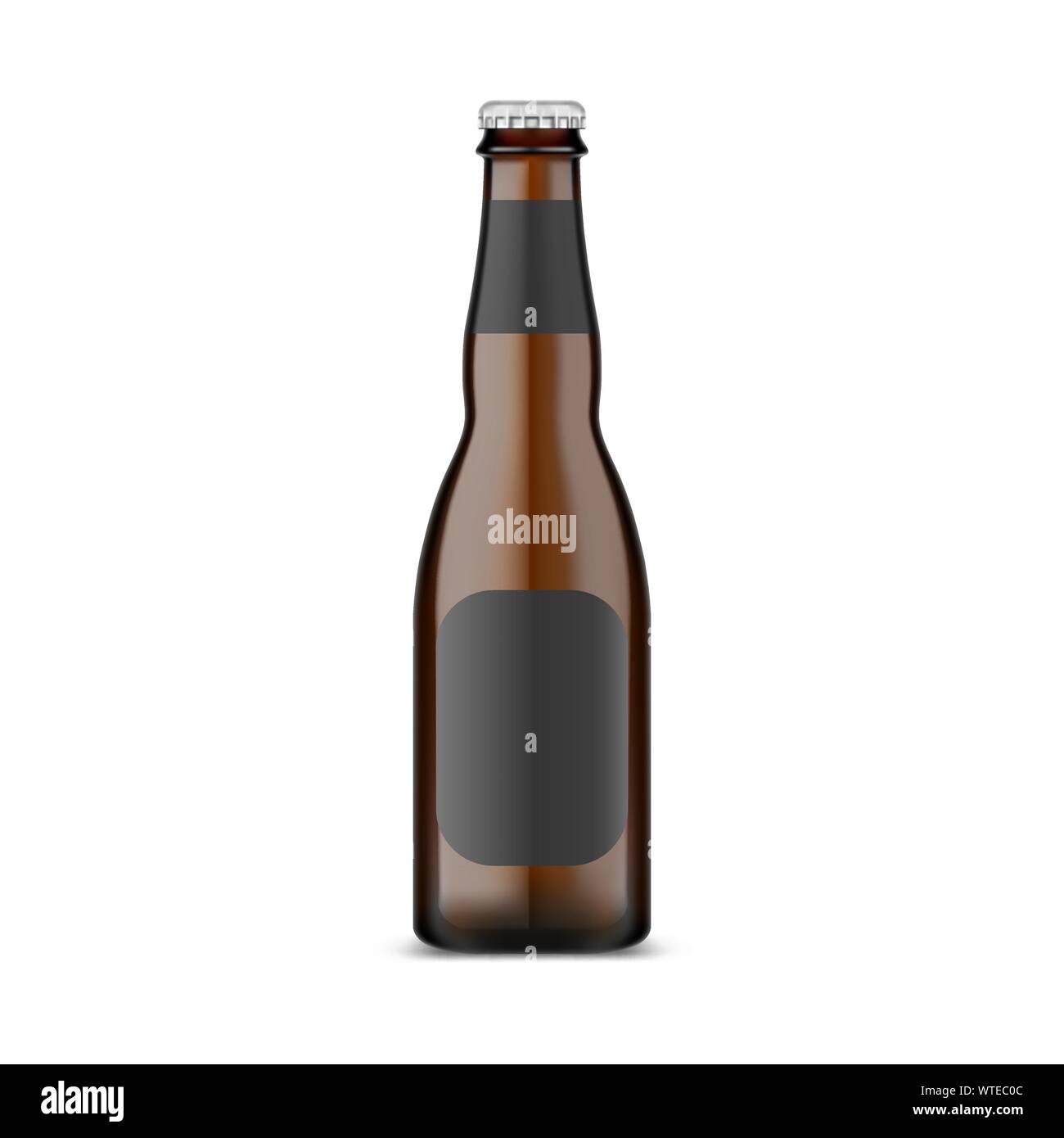 Glassware craft beer bottle with metallic lid Stock Vector