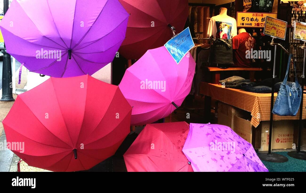 Colorful Umbrellas For Selling In Store Stock Photo Alamy