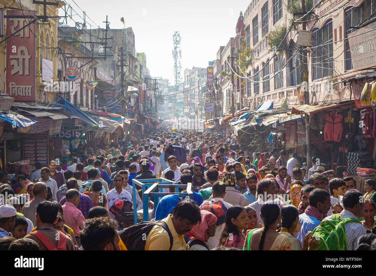 Crowded, busy Indian street Stock Photo