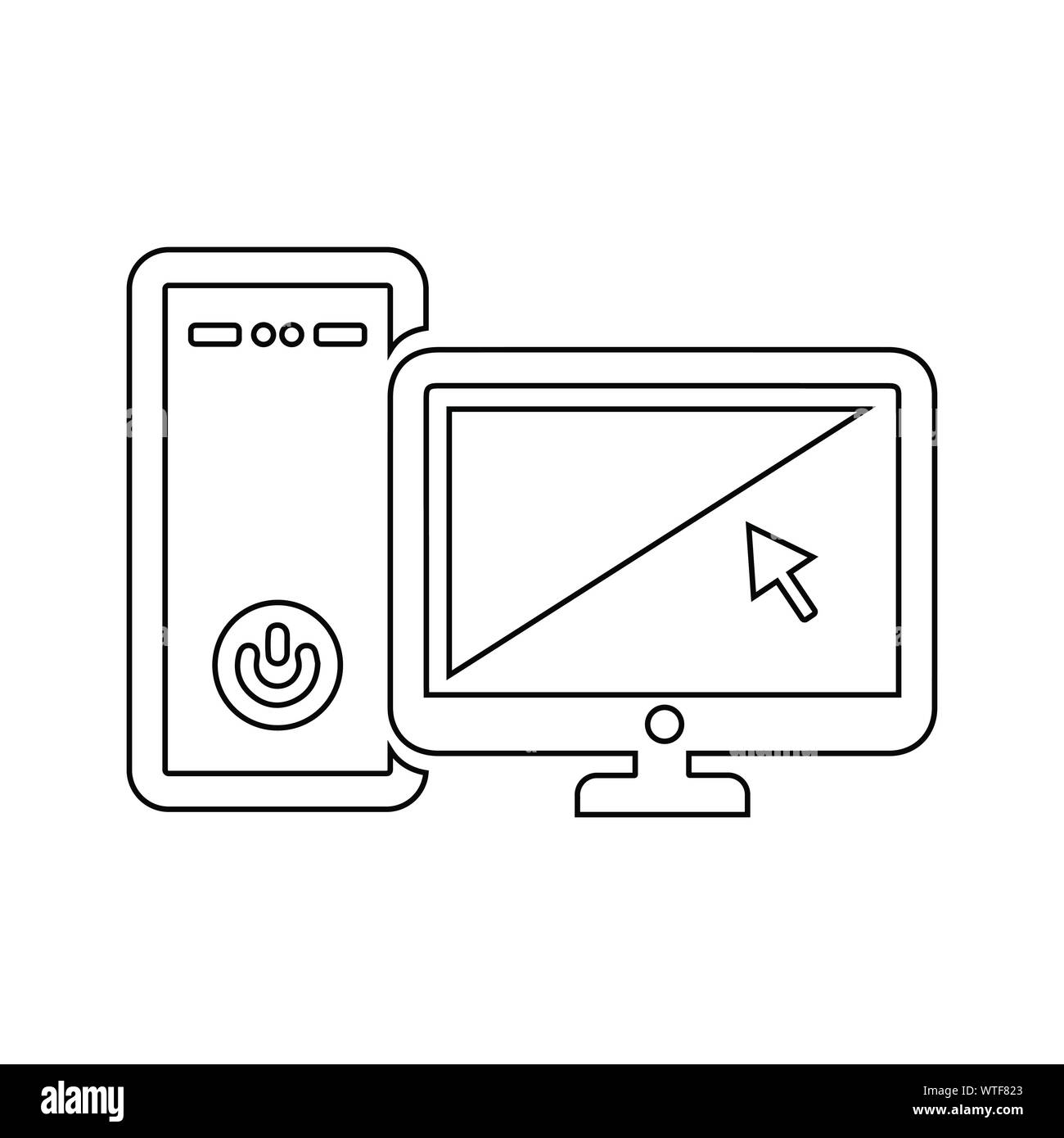 Computer, Desktop PC Icon Stock Vector