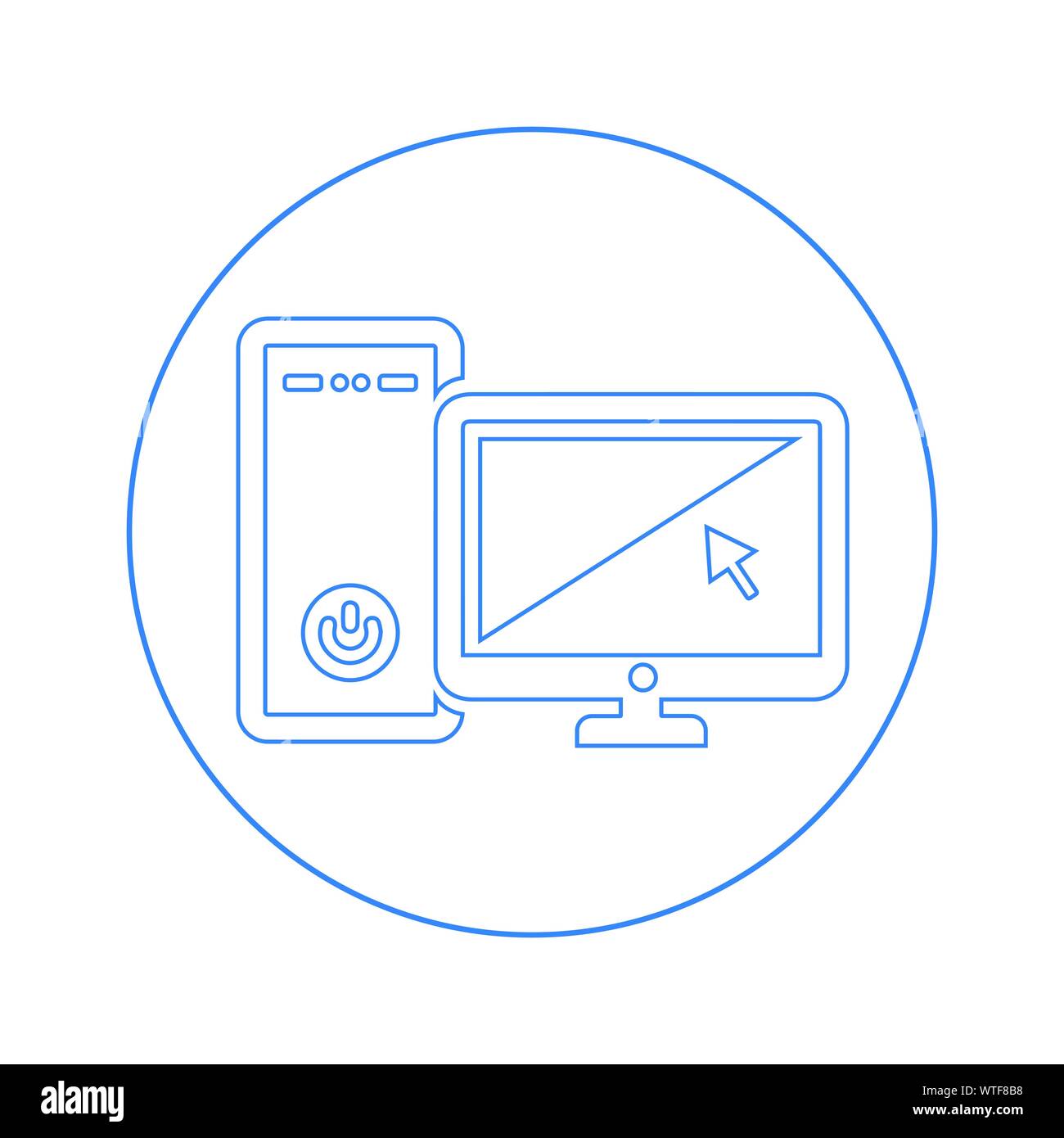Computer, Desktop PC Icon Stock Vector