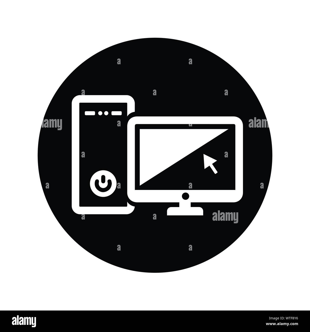 Computer, Desktop PC Icon Stock Vector