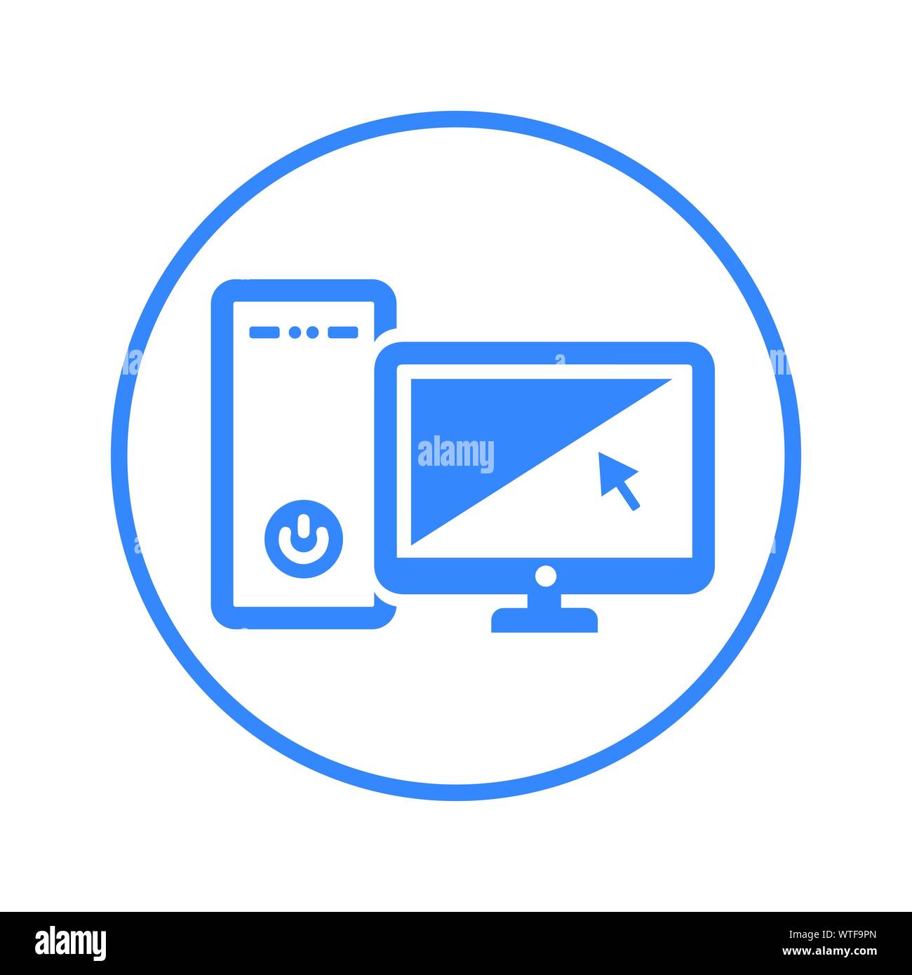 Computer, Desktop PC Icon Stock Vector