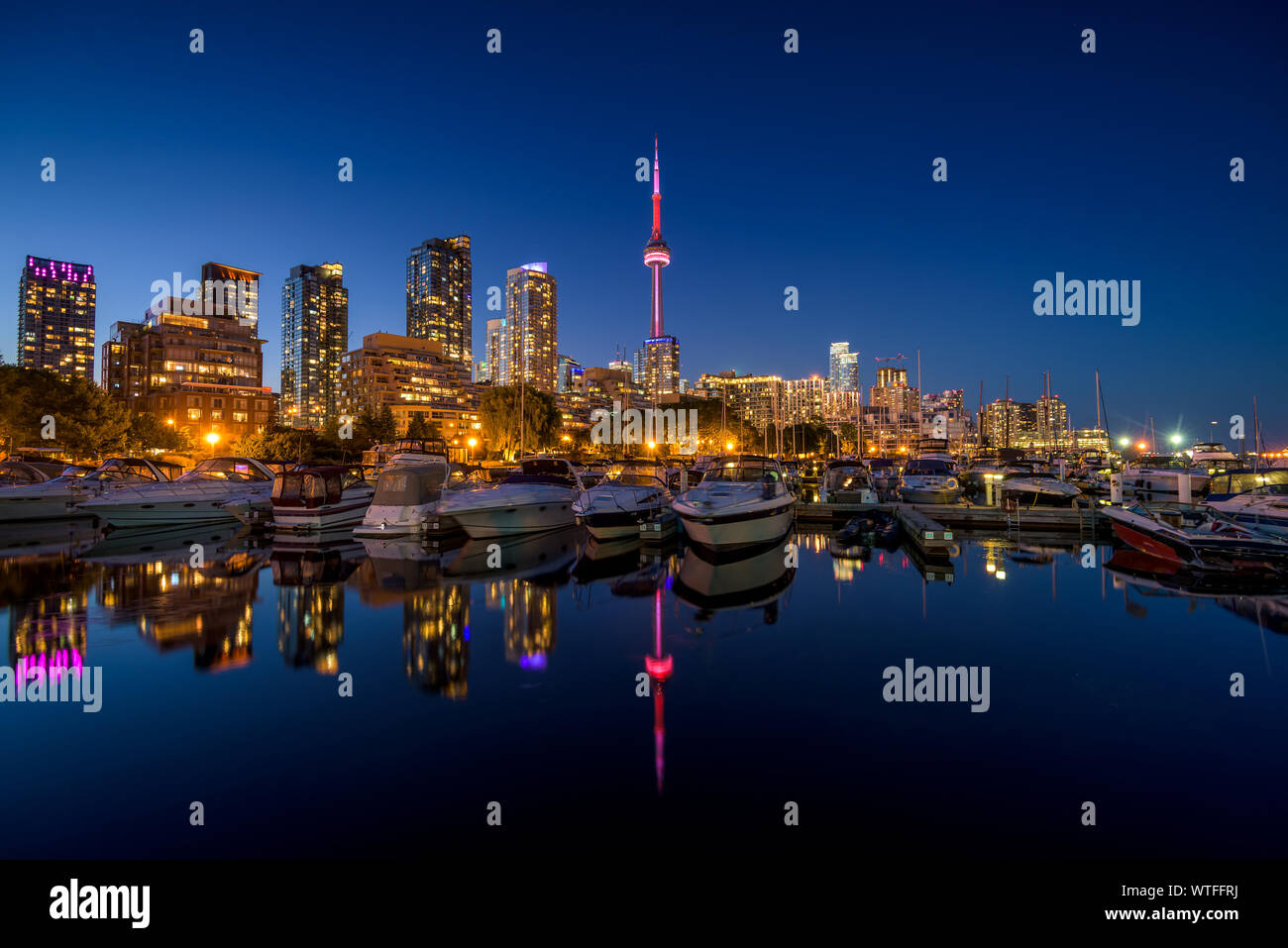 Toronto city skyline at Night, Ontario, Canada Stock Photo