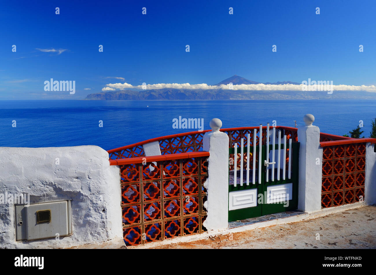 Observation Point By Sea Against Blue Sky Stock Photo