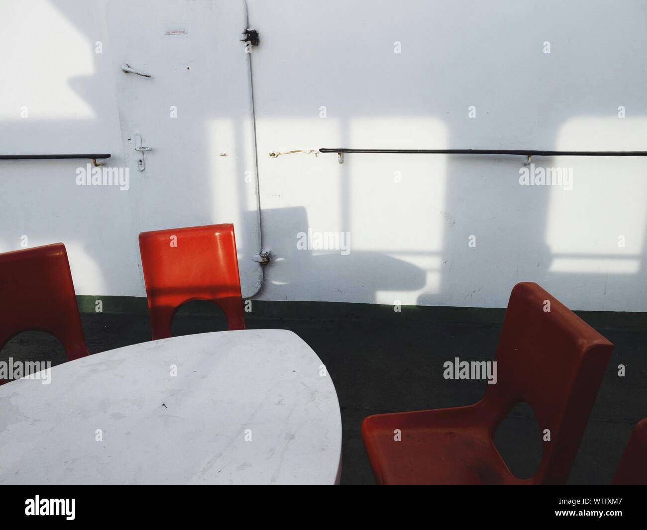 Table And Chairs In Ferry Stock Photo Alamy