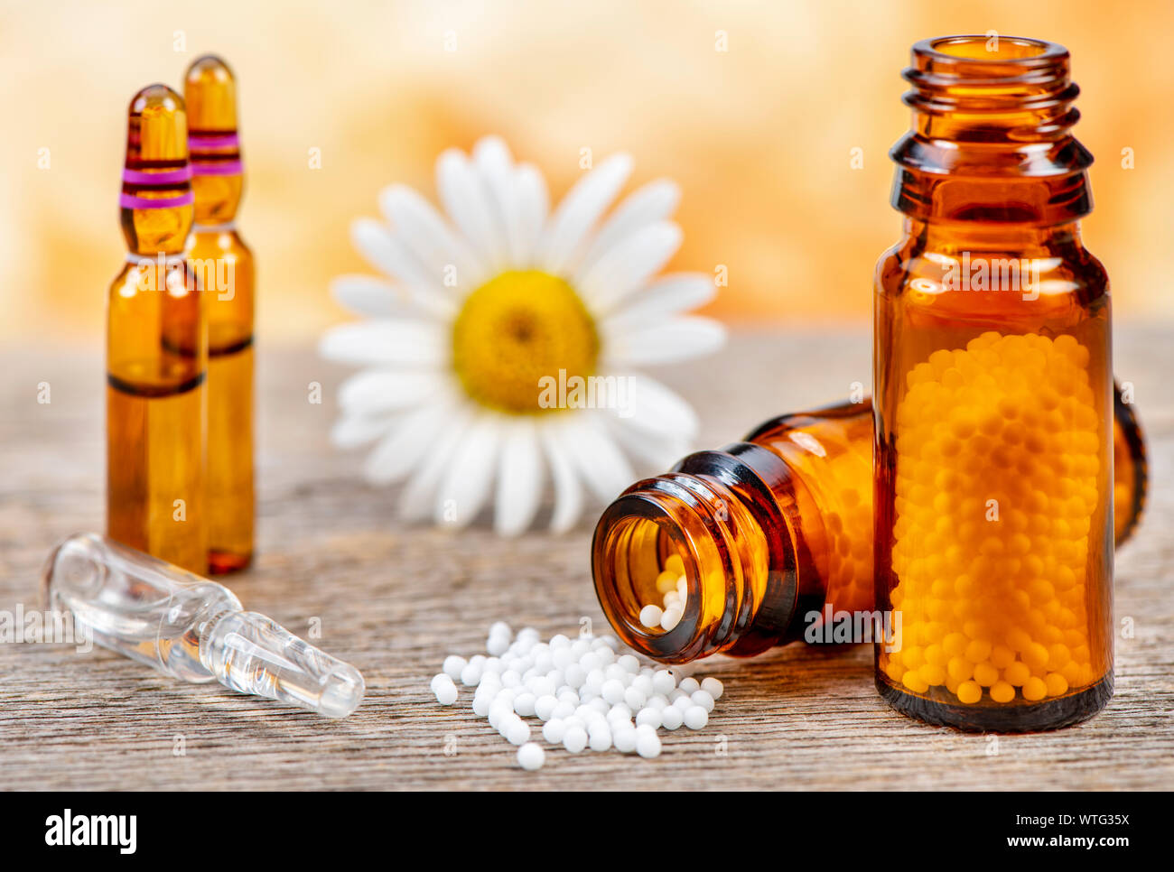 alternative medicine with homeopathy and herbal pills Stock Photo
