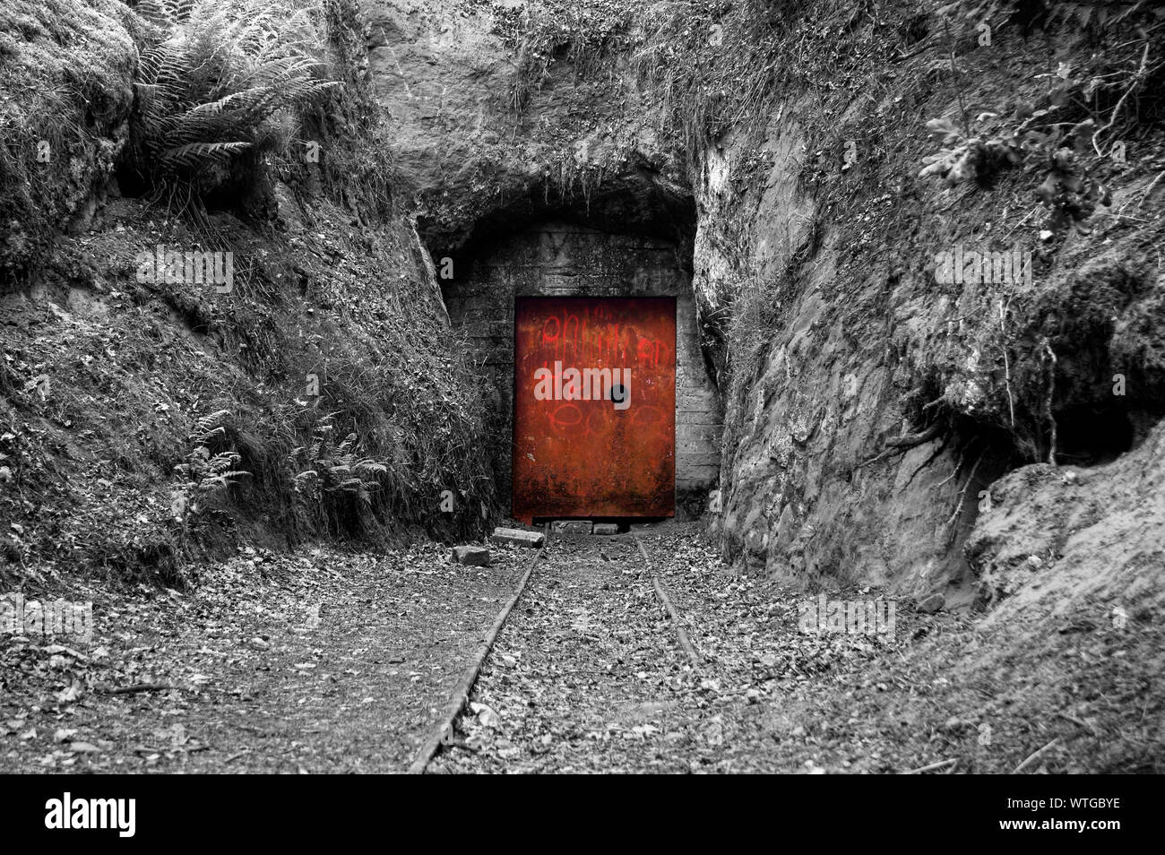 Old mine entrance, The Edge, Alderley Edge, Cheshire, England, UK Stock Photo