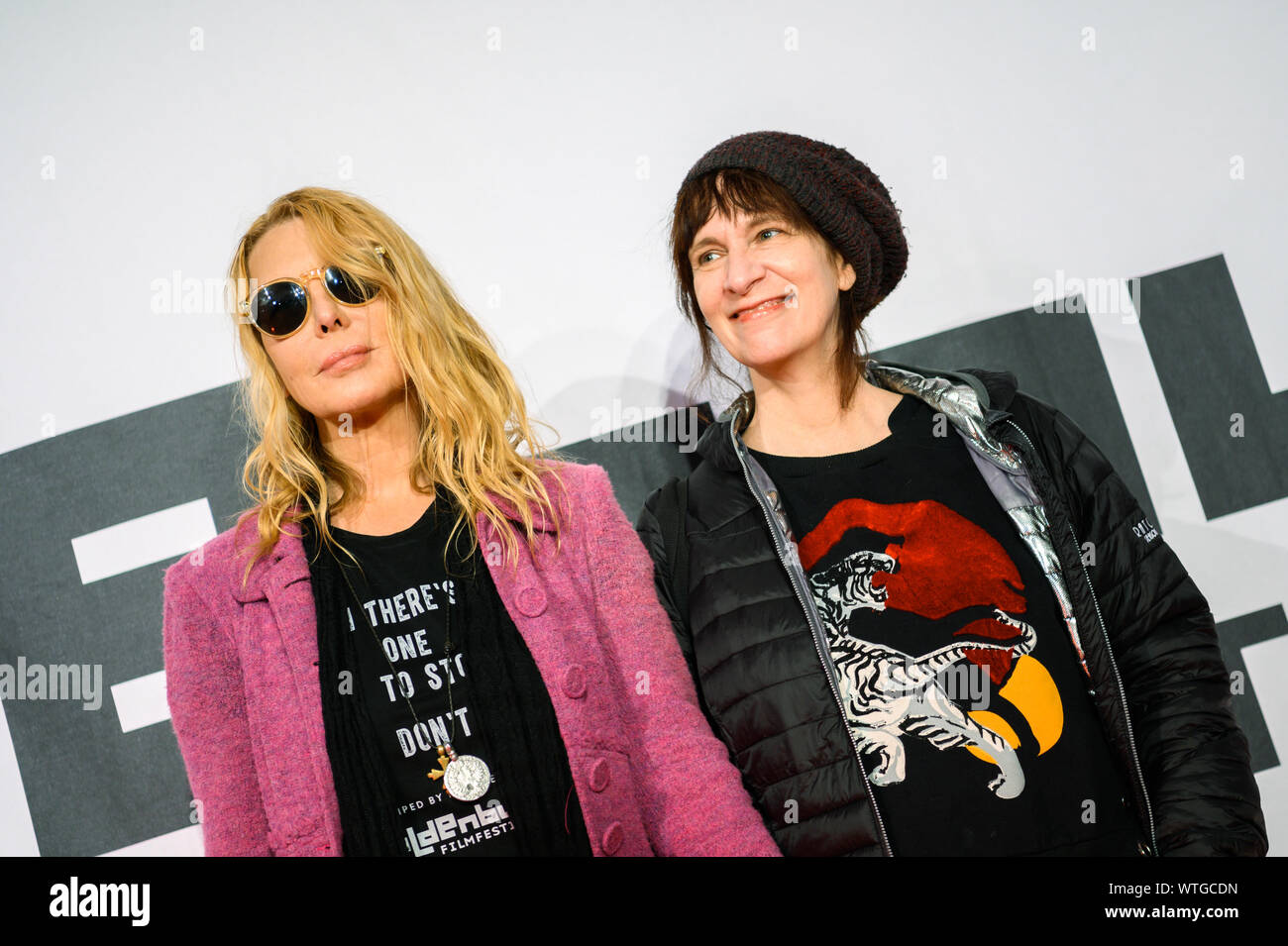Oldenburg, Germany. 11th Sep, 2019. Jen Gatien (l), film producer from Canada, and Amanda Plummer, actress from the USA, stand on the red carpet during the opening gala of the Oldenburg International Film Festival. Credit: Mohssen Assanimoghaddam/dpa/Alamy Live News Stock Photo