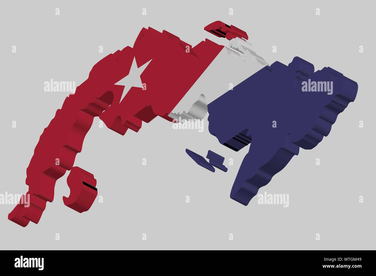 3D Vector flag map of Cuba. Vector illustration eps 10 Stock Vector