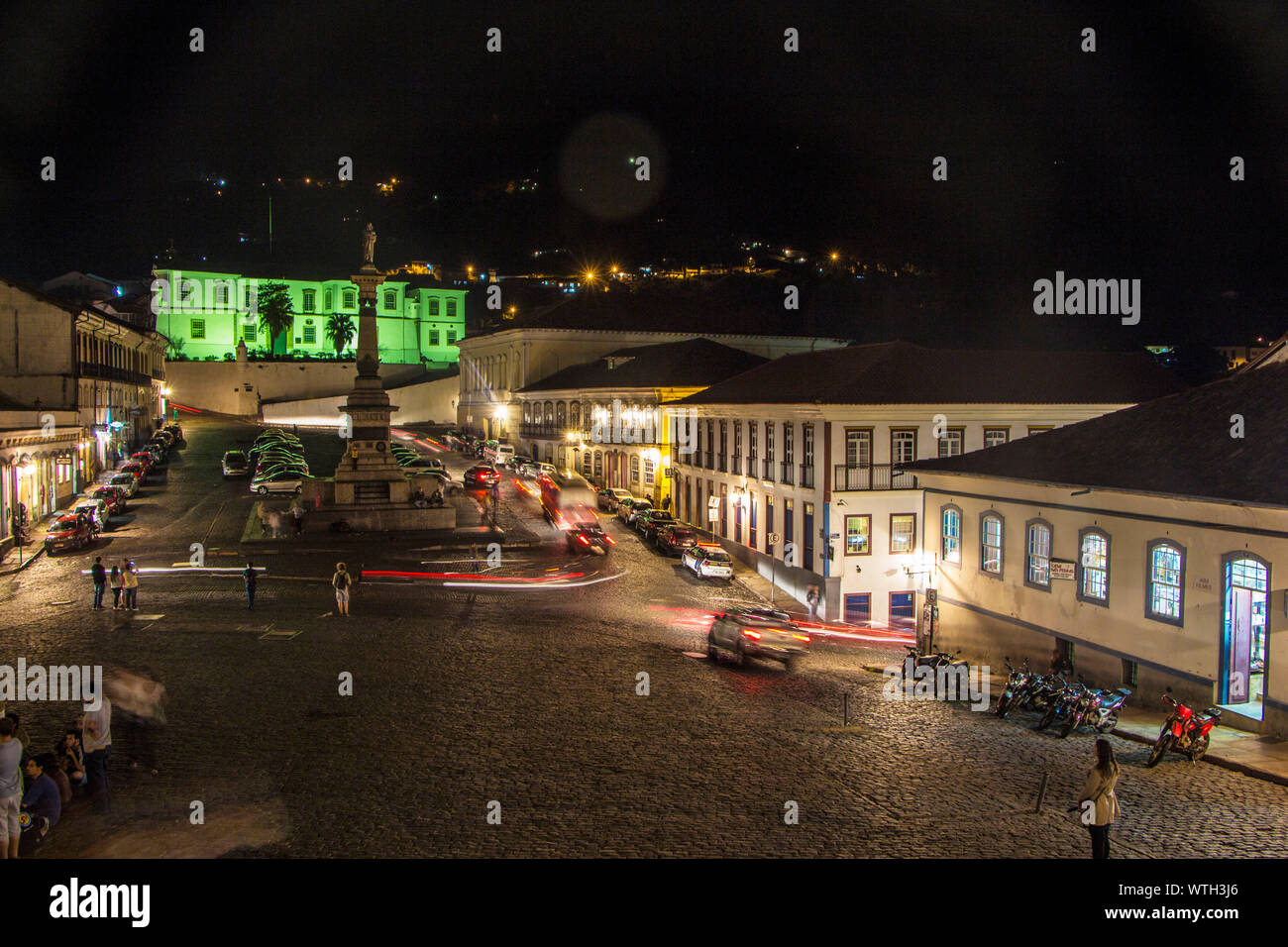 Praça Tiradentes, Night, Square Tiradentes, Ouro Preto, Minas Gerais, Brazil Stock Photo