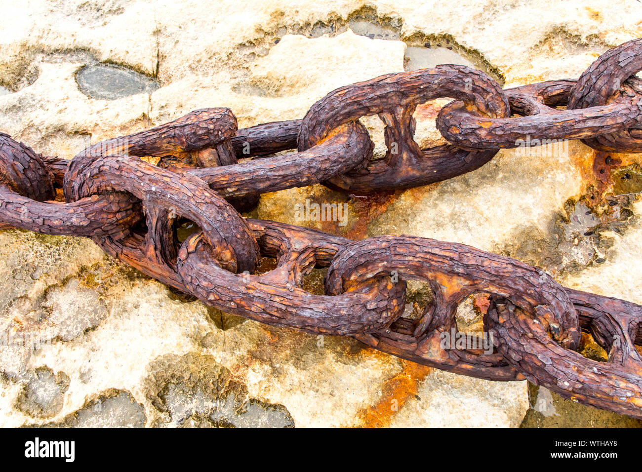 Heavy Cast Iron Chain with Rust. Stock Image - Image of river, oxidized:  216507005