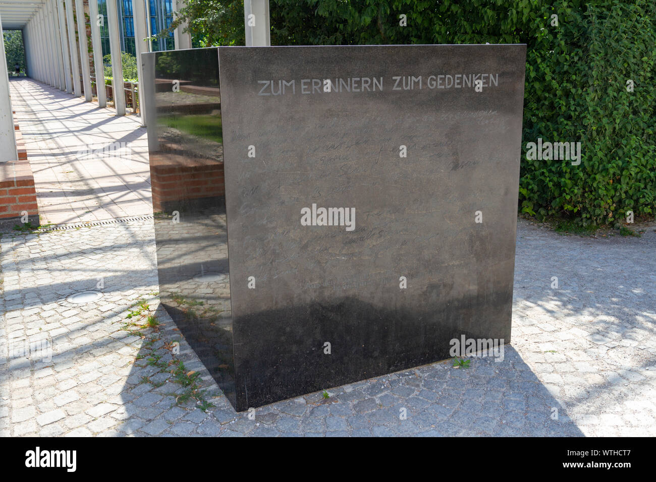 White Rose Holocaust memorial (engraving 'Zum Erinnern Zum Gedenken' or 'For Rememberance For Contemplation'), Munich, Bavaria, Germany. Stock Photo
