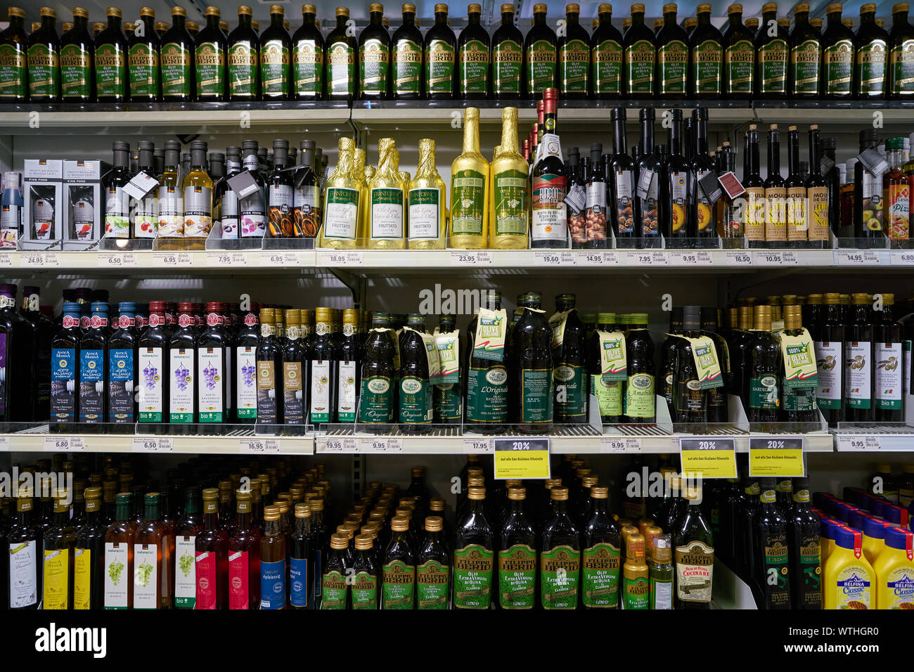 ZURICH, SWITZERLAND CIRCA OCTOBER, 2018 bottles of wines on display