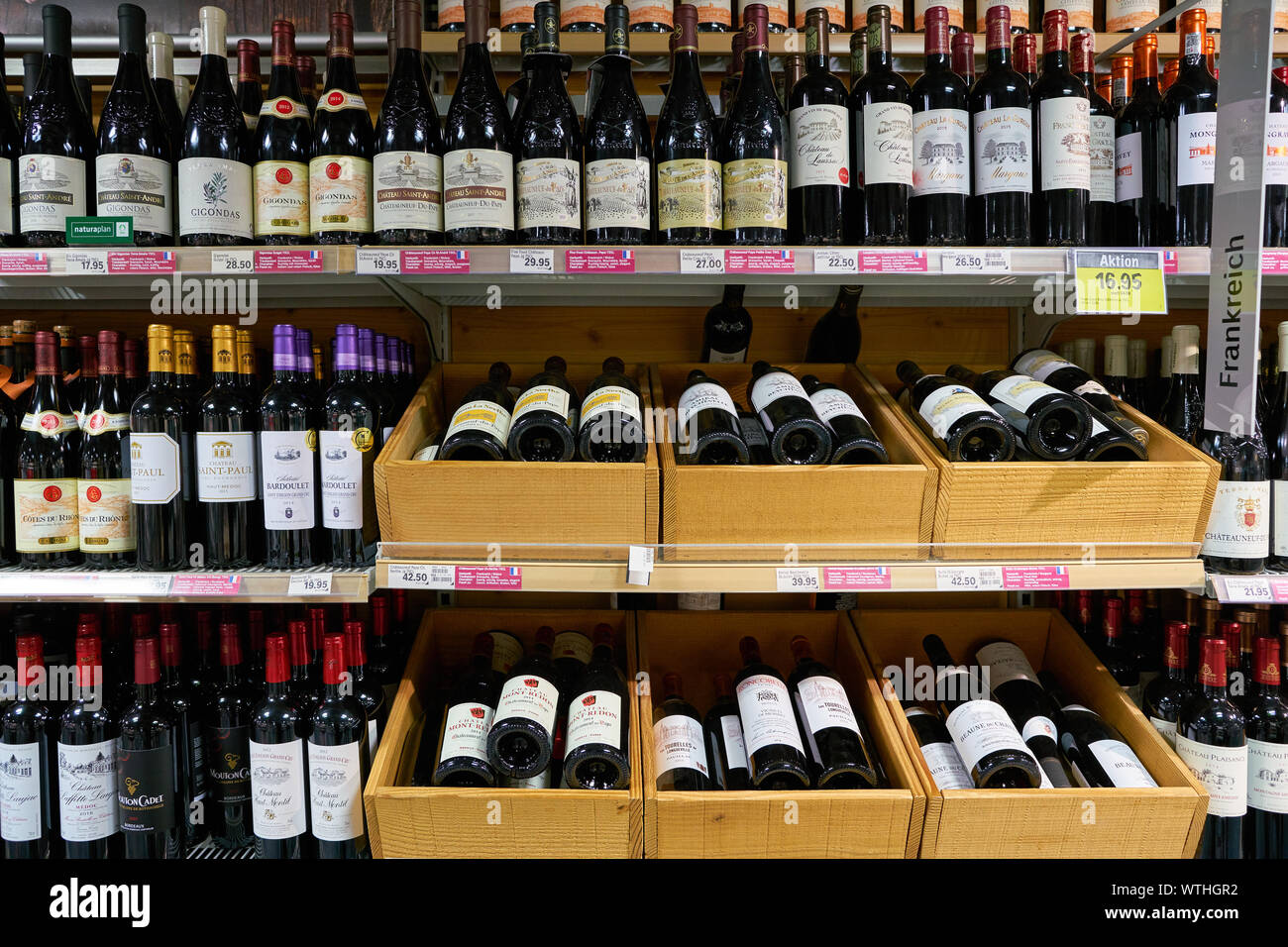 ZURICH, SWITZERLAND CIRCA OCTOBER, 2018 bottles of wines on display