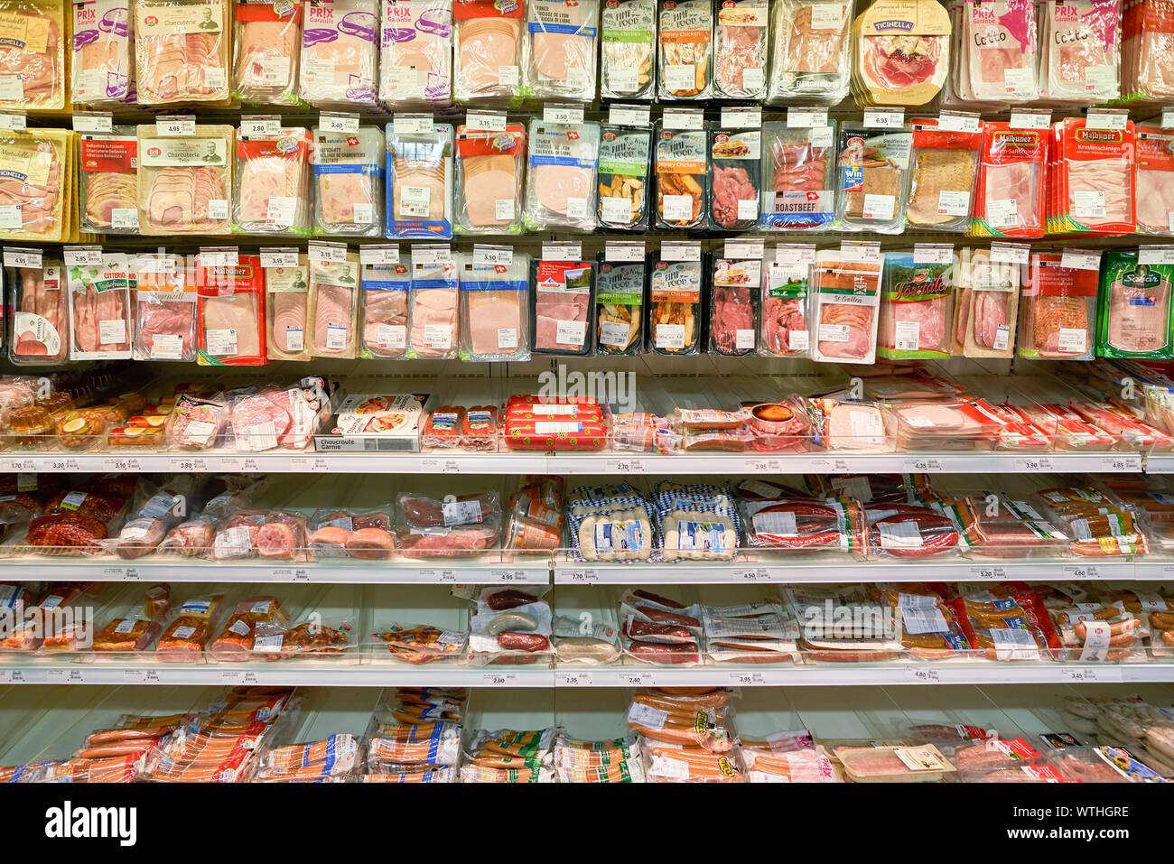 ZURICH, SWITZERLAND CIRCA OCTOBER, 2018 interior shot of Coop