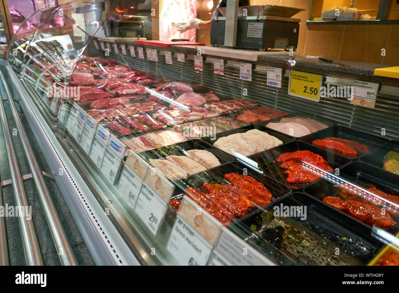 ZURICH, SWITZERLAND - CIRCA OCTOBER, 2018: interior shot of Coop ...