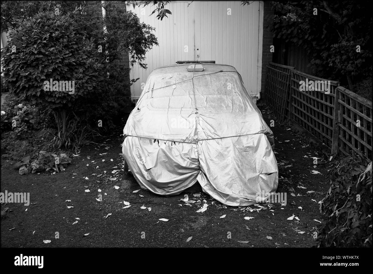 View Of A Covered Car Stock Photo Alamy