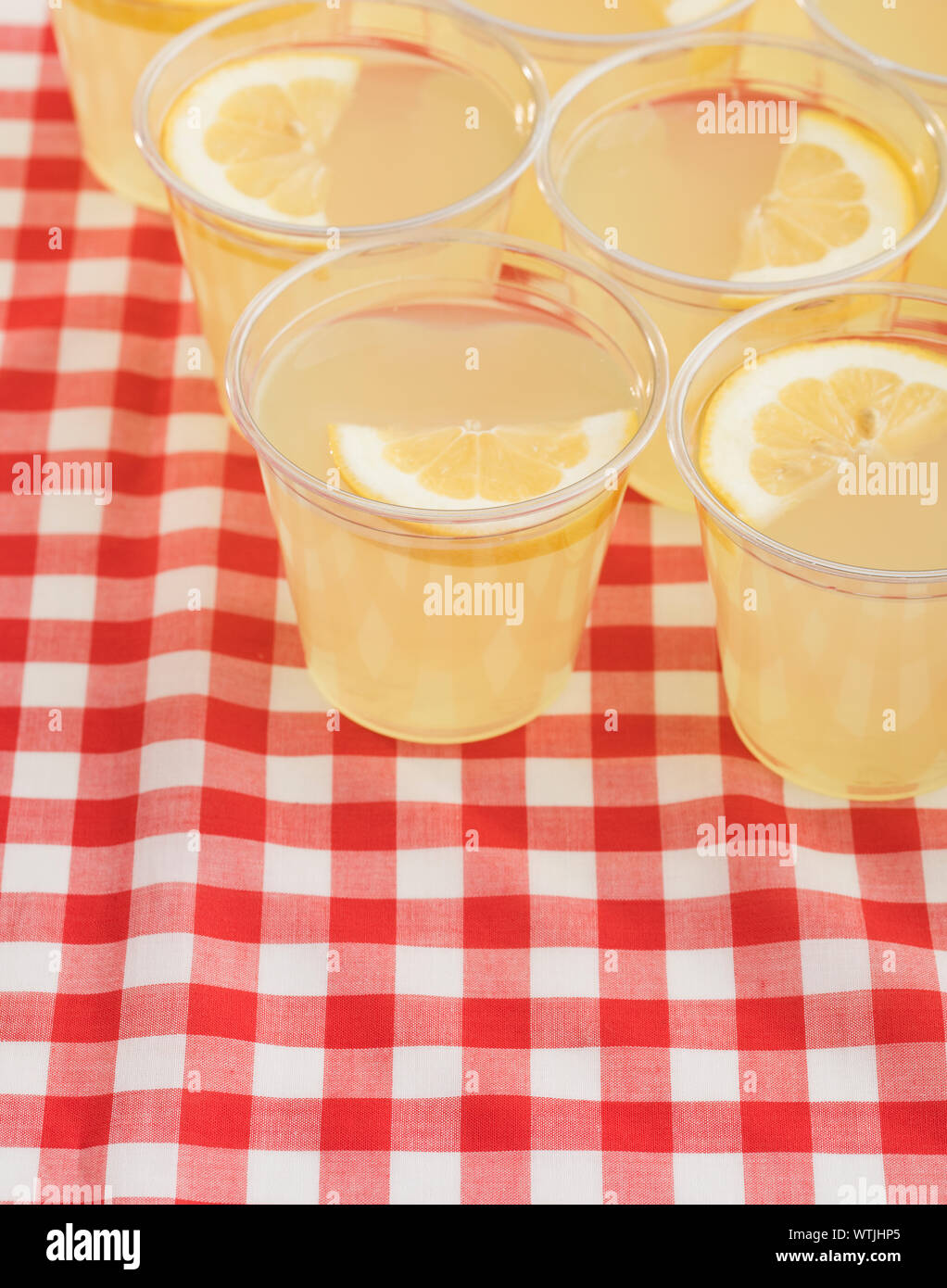 Lemonade in disposable cups Stock Photo