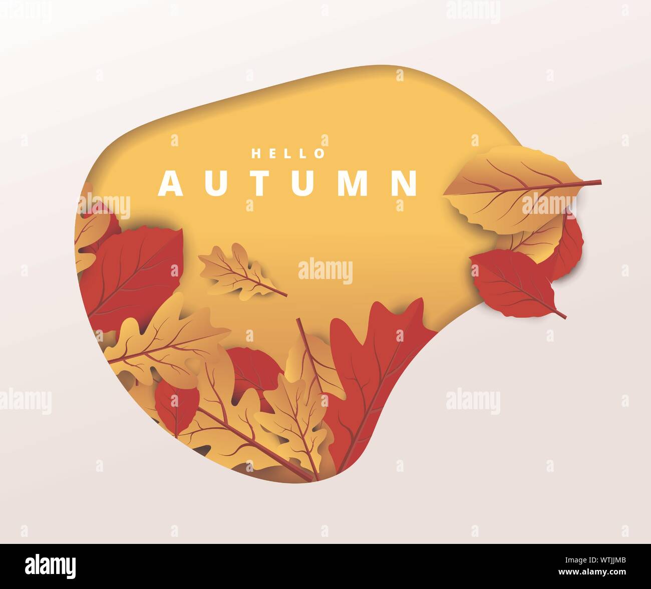Abstract colorful leaves decorated background for Hello Autumn ...
