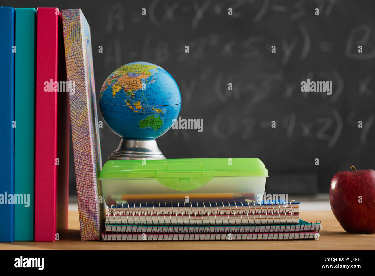 School supplies on desk Stock Photo Alamy