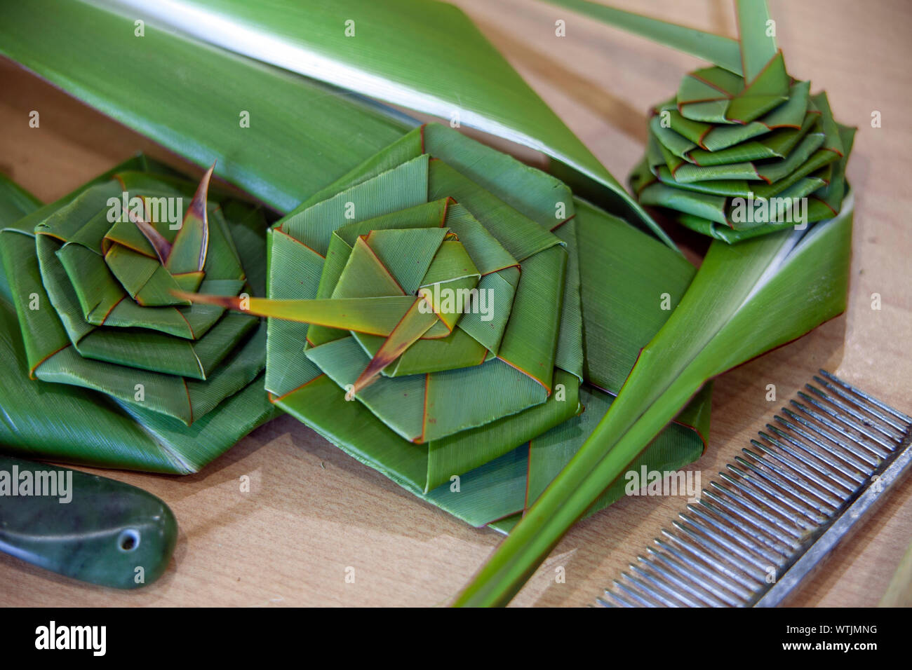 flax weaving, New Zealand Stock Photo Alamy