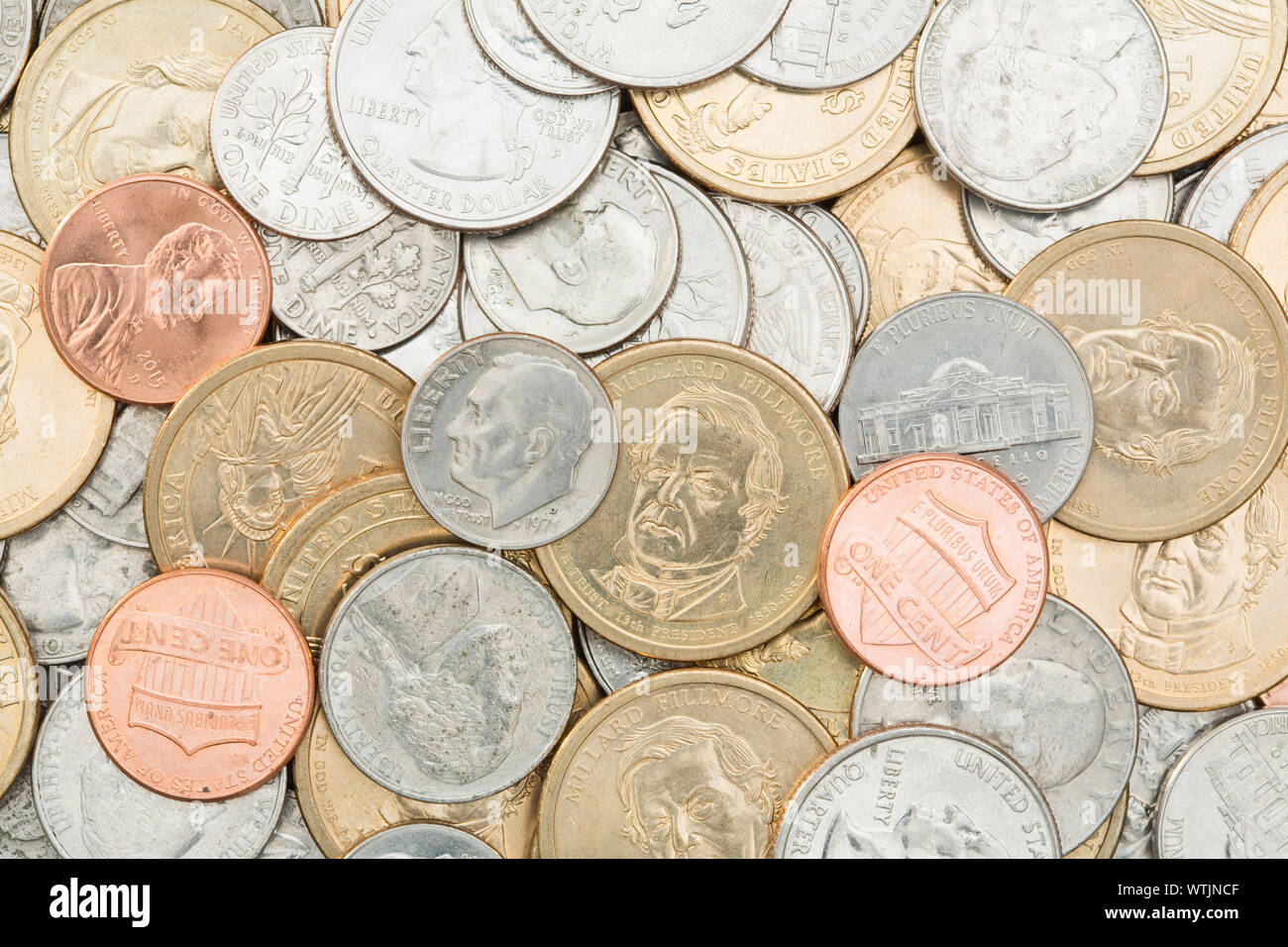 US currency coins Stock Photo