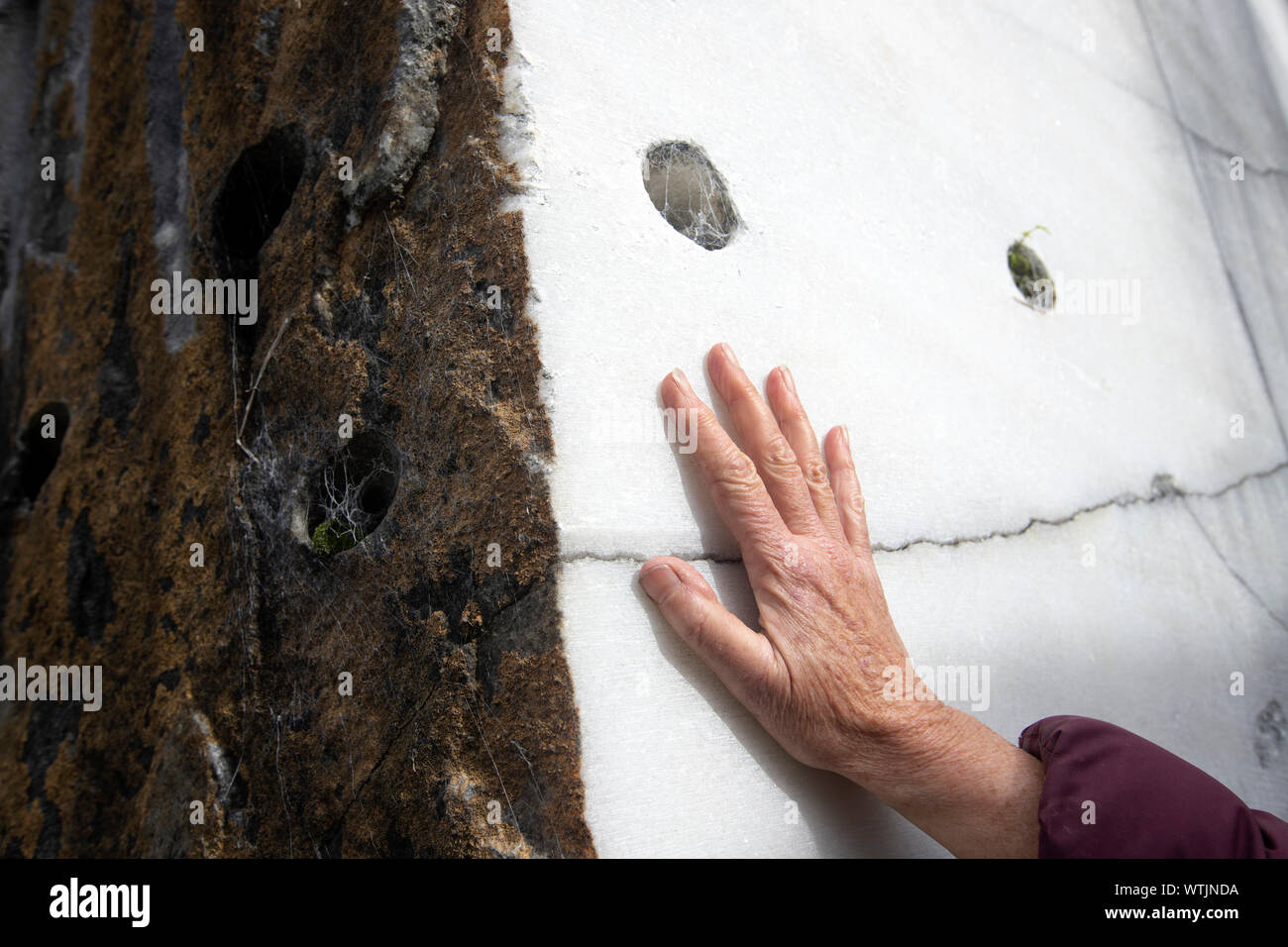freshly cut marble at a quarry on Takaka Hill, Nelson, New Zealand Stock Photo