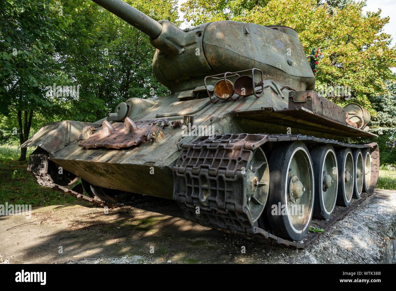 Rusty Soviet T-34 tank in Dargov, Slovakia, Europe Stock Photo