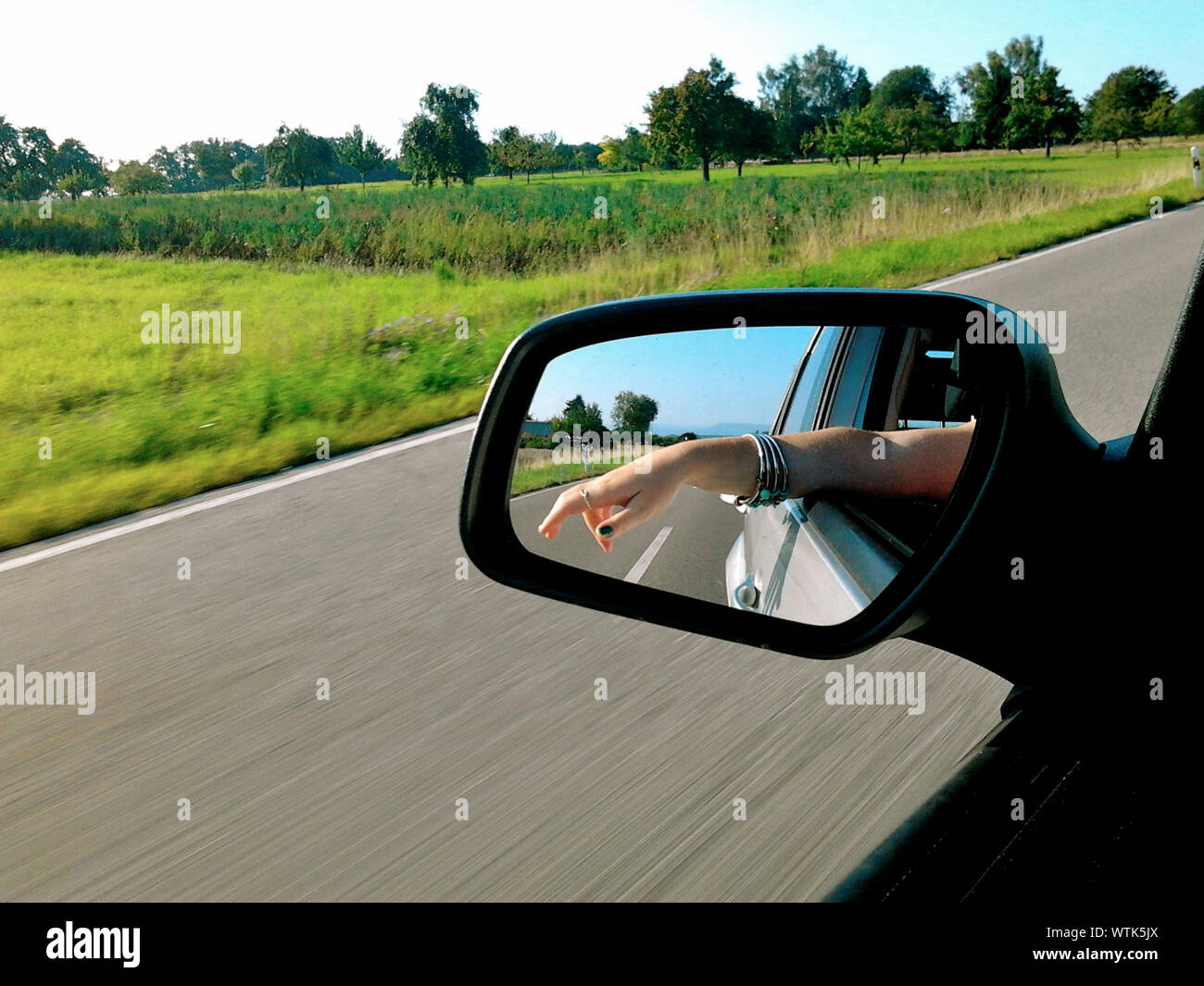 View Of Sideview Mirror Of Car Stock Photo Alamy