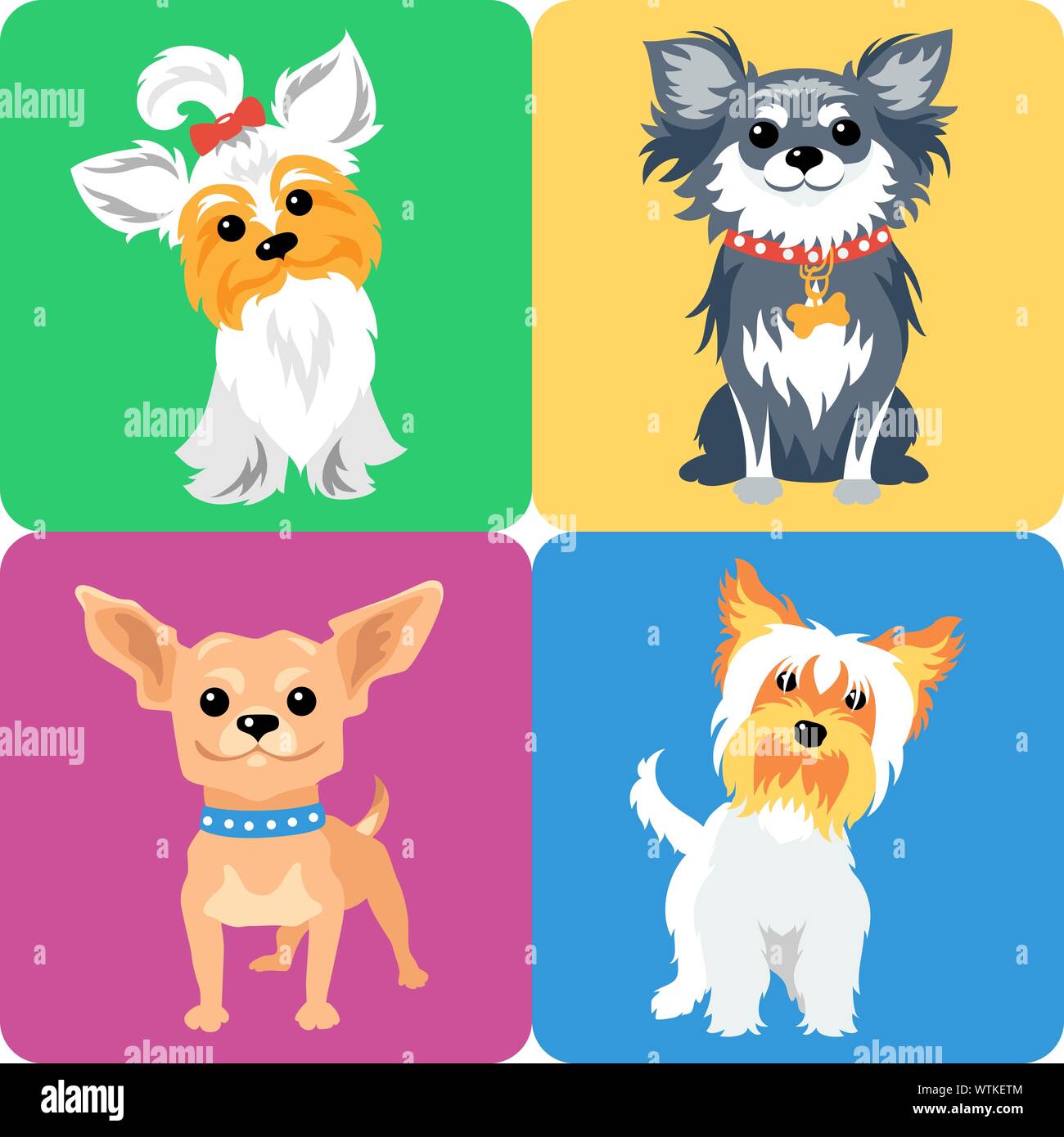set dog icon flat design Stock Vector