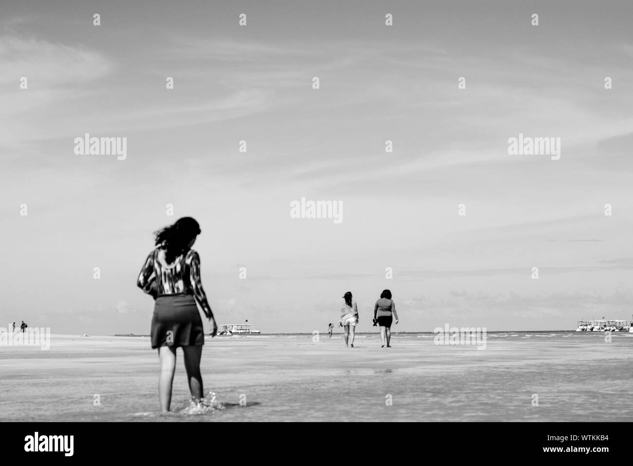 rear-view-of-women-at-beach-stock-photo-alamy