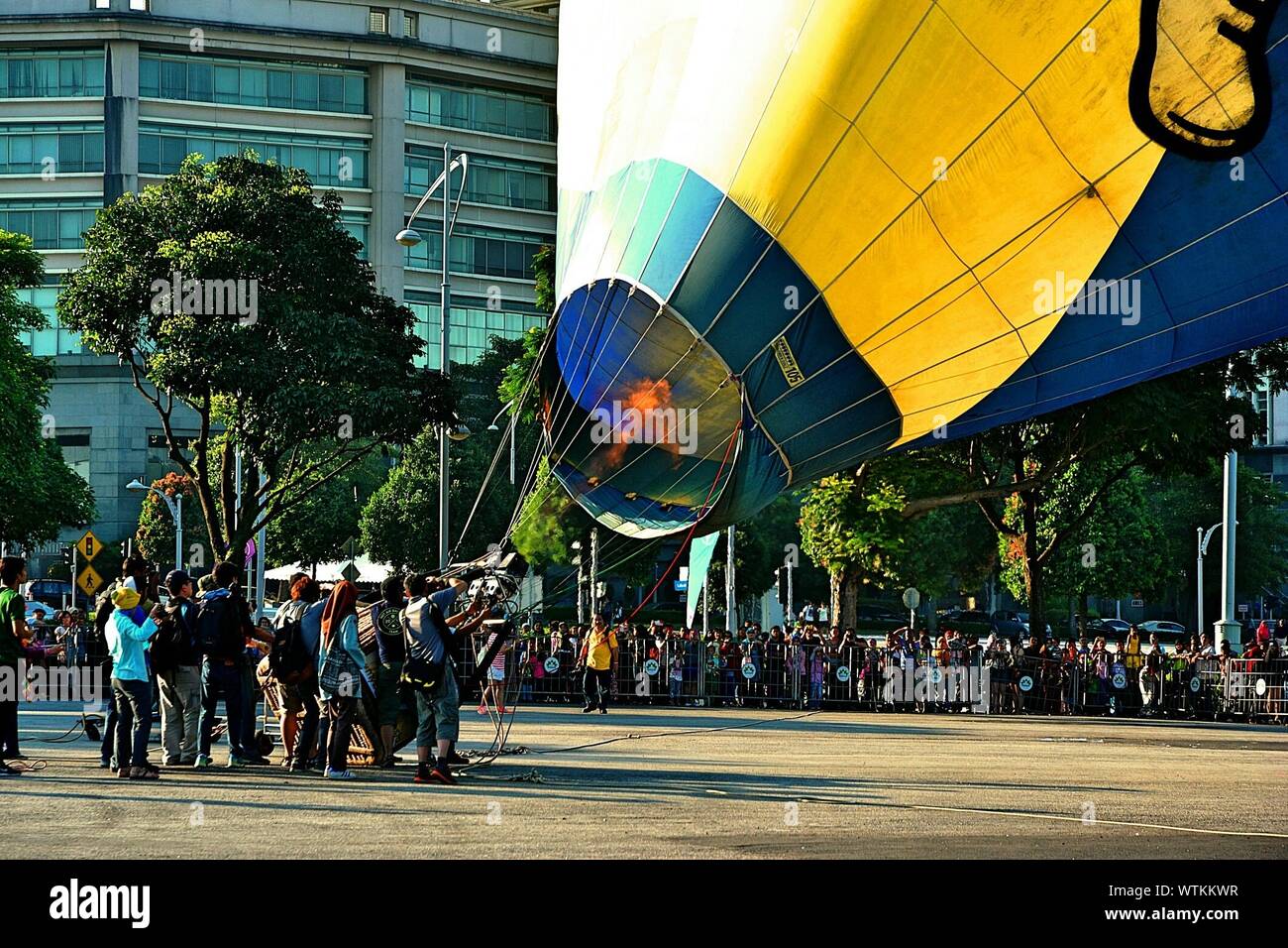 Gas Jet Flame Fills Hot Air Balloon Stock Photo