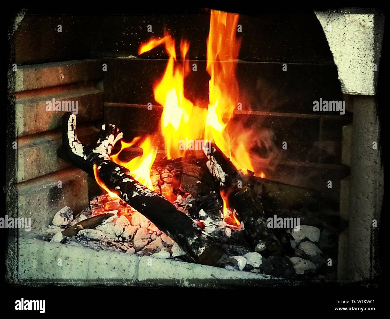 Woods Burning In Fireplace Stock Photo Alamy