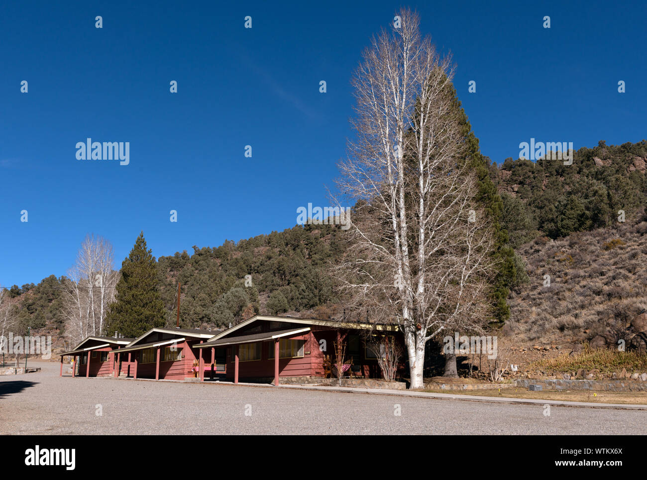 Motel, Bridgeport, California, on the eastern slope of Sierra Mountains, and the county seat of Mono County Stock Photo