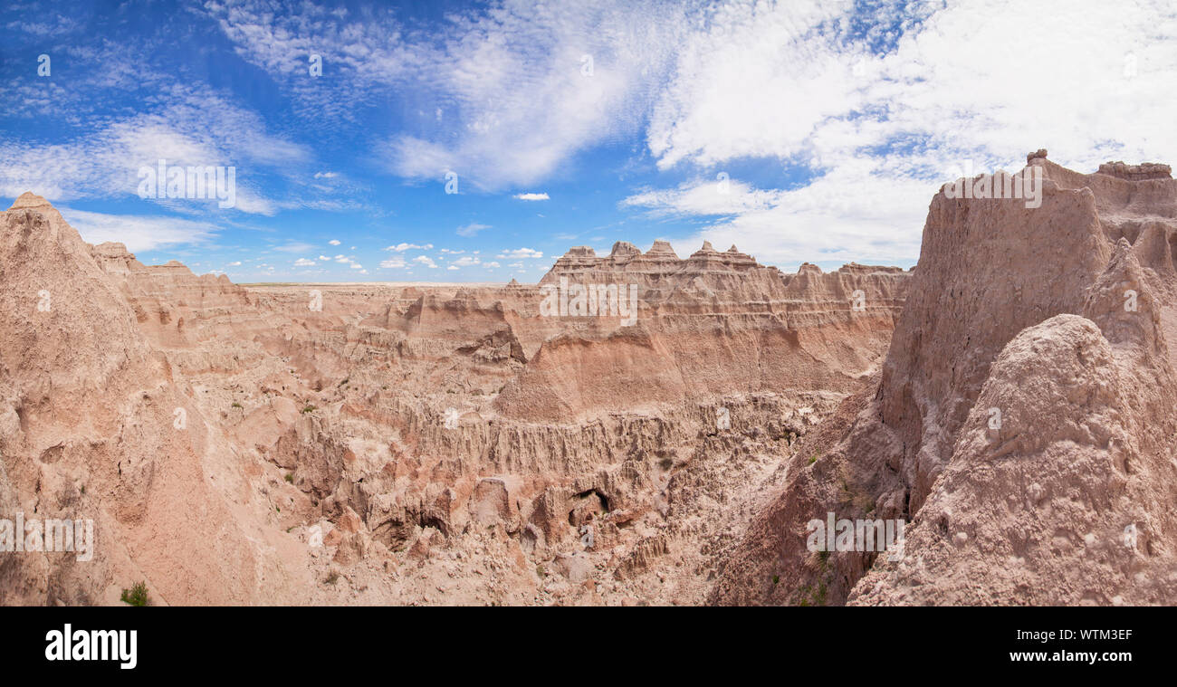 panorama of heavy erosion in badlands national park Stock Photo - Alamy
