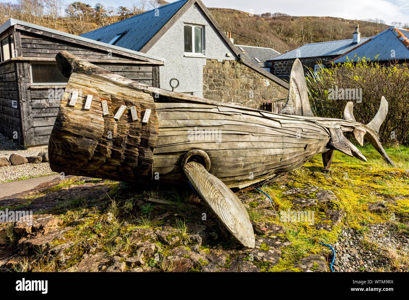 Basking Shark, a sculpture by Matthew Reade, at the Calgary Art in Nature visitor centre
