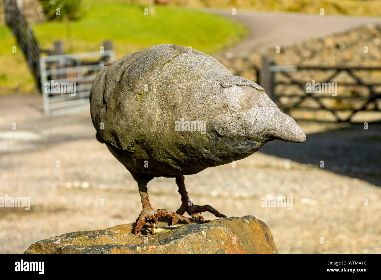 Bird sculpture at the Calgary Art in Nature visitor centre, Calgary Bay, Isle of Mull, Scotland, UK Stock Photo