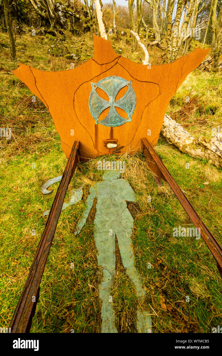 In Dreaming, a sculpture by Lee Hendrick, at the Calgary Sculpture Walk, Calgary Bay, Isle of Mull, Scotland, UK Stock Photo