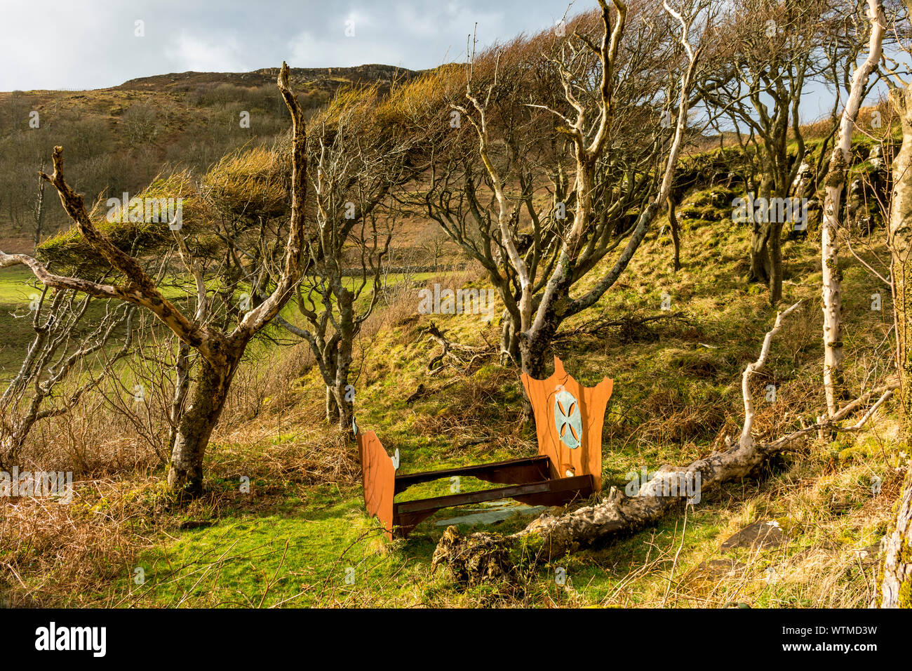 In Dreaming, a sculpture by Lee Hendrick, at the Calgary Sculpture Walk, Calgary Bay, Isle of Mull, Scotland, UK Stock Photo