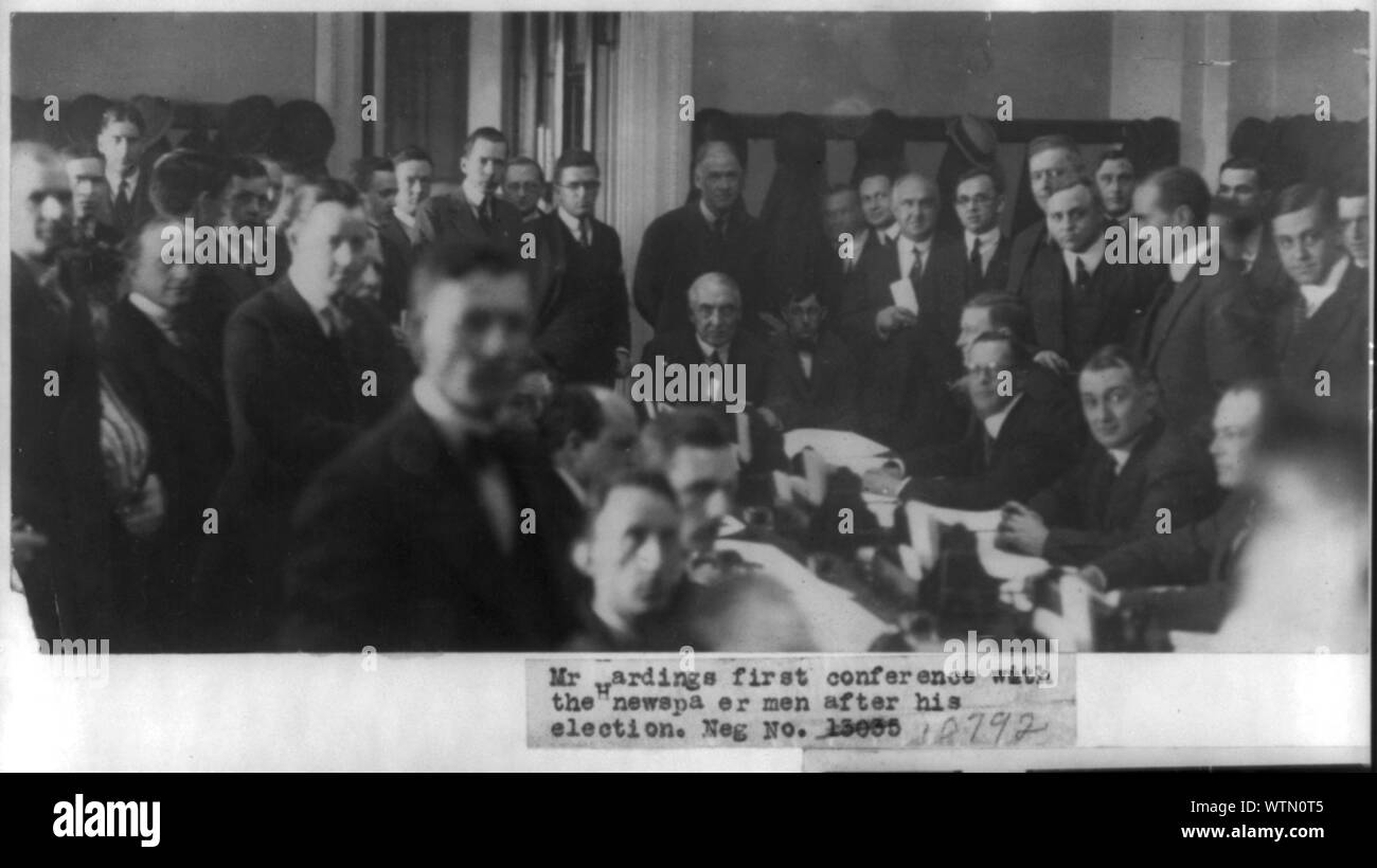 Mr. Harding's first conference with the newspapermen after his election ...