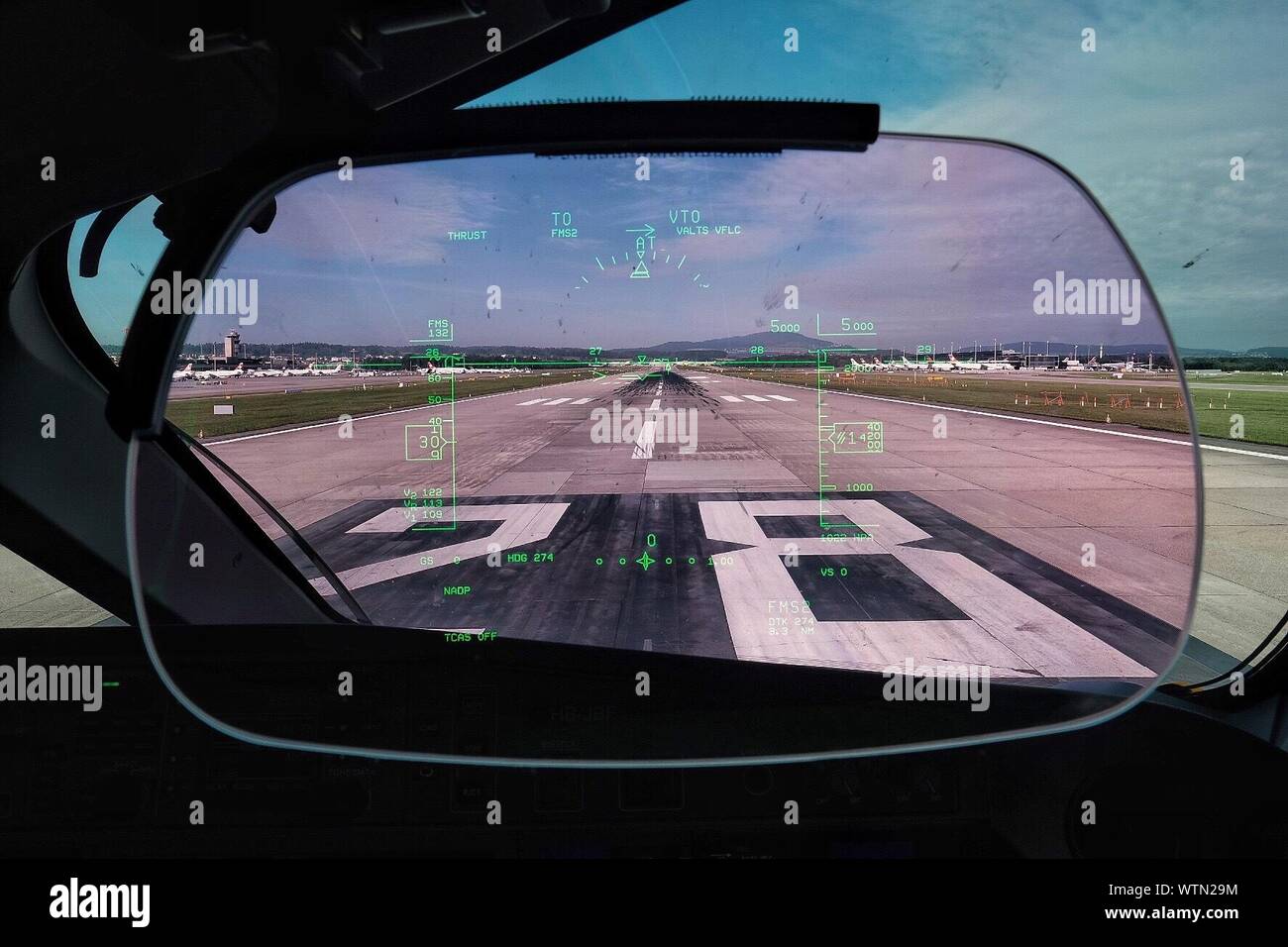 Close-up Of Head-up Display In Airplane Stock Photo