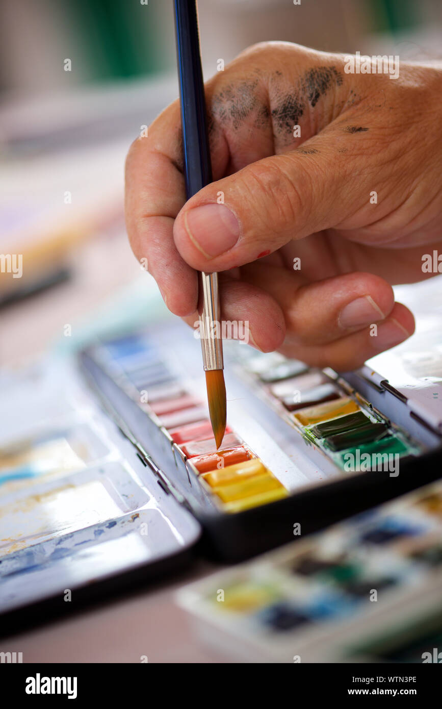 Closeup of a painter's hand Stock Photo Alamy
