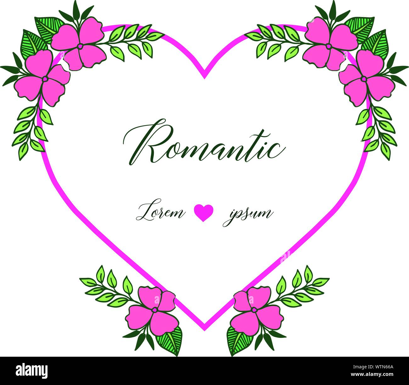 Design Of Various Card Romantic With Ornate Of Pink Flower Frame