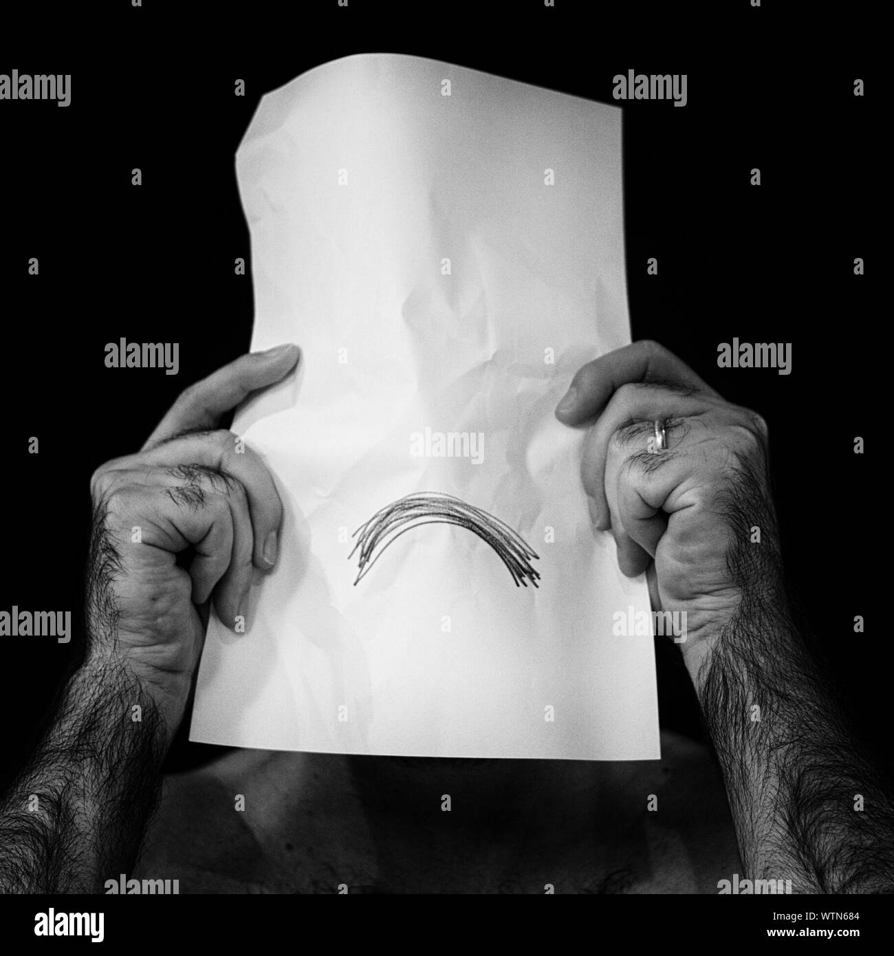Sad Face Emoticon Black And White Stock Photos Images Alamy